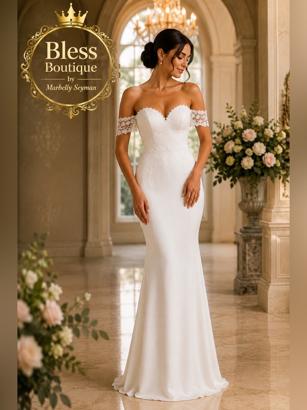 Beautiful Eureka Los Angeles bridal gown, Size 8, in an elegant ivory/soft white